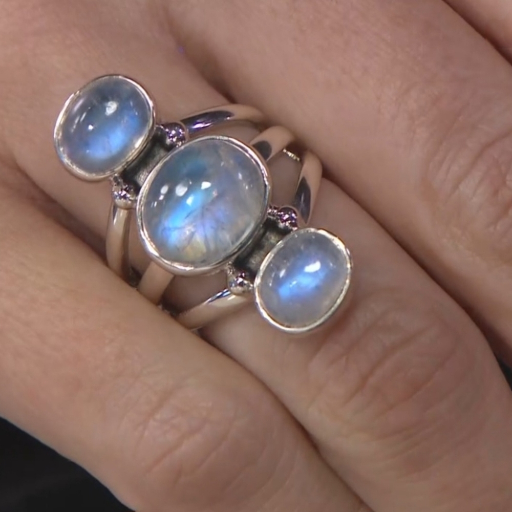 NICKY BUTLER Designer NB 925 Sterling Silver Rainbow Moonstone Ladies Ring - Picture 8 of 16